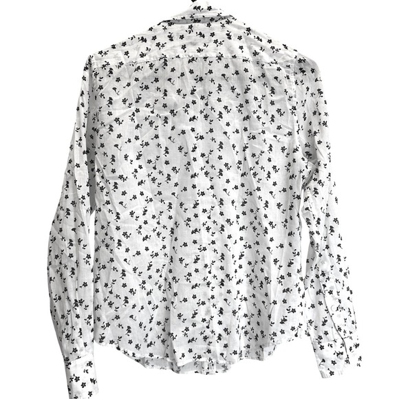 Nili Lotan Libby White Floral Print Blouse Size XS Long Sleeve Button Down Shirt - Picture 3 of 5